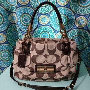 Coach Brown and Cream Shoulder Bag